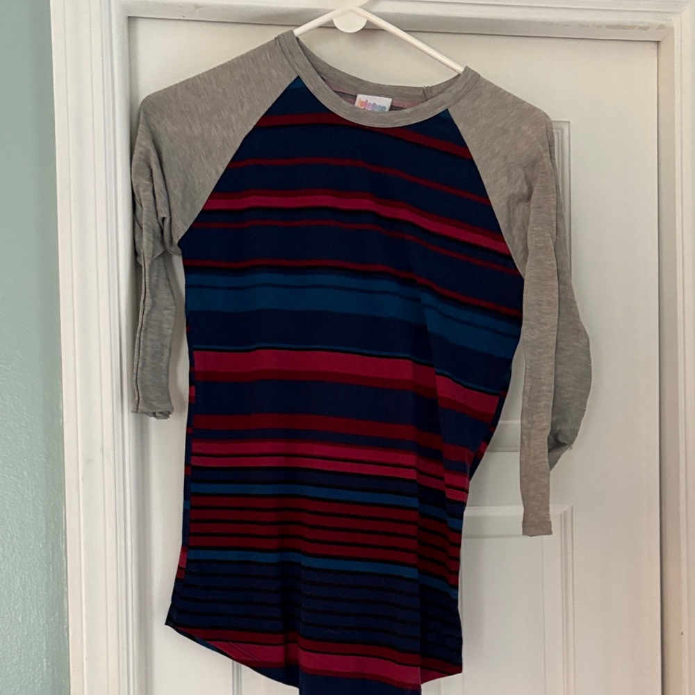 LuLaRoe Long Sleeve Tee - Navy and Burgundy Stripes